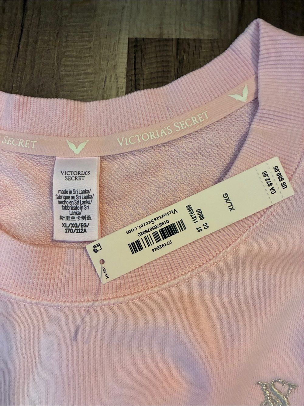 Victoria's Secret Pale Pink, Cropped Crewneck Sweatshirt- Size XL- NWT - Picture 2 of 11